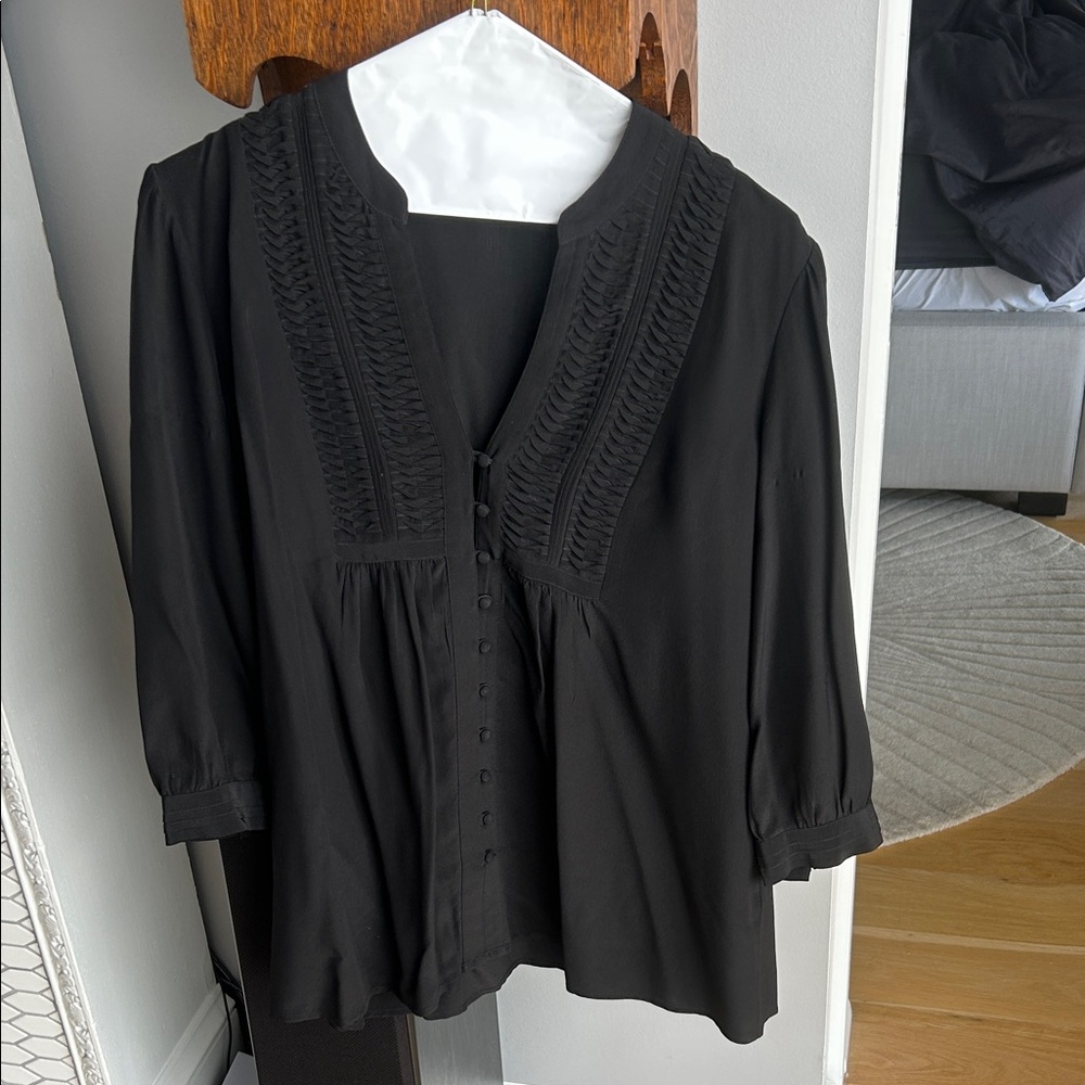 JOIE Black Silk Three Quarter Length Sleeve Shirt